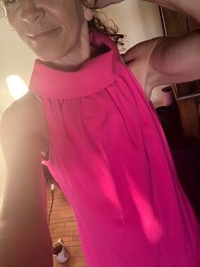 Sail to Sable Hot Pink Mini Dress with High Collar